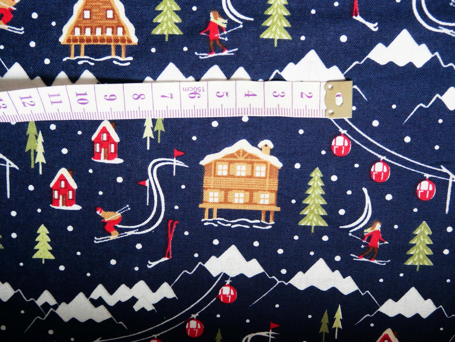 Ski Resort Cotton Xmas Fabric Craft Quilting Upholstery Fabric Etsy UK