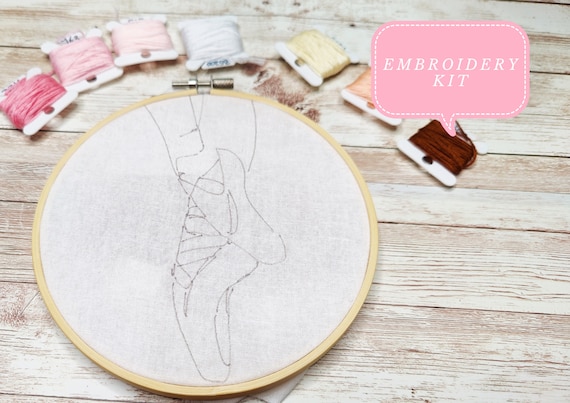 Embroidery Kit for Beginners, Pre Printed Embroidery Kit for Adults and Kids,  6 Hoop Ballerina Hand Embroidery Kits UK, Hoop Art Craft Gift 