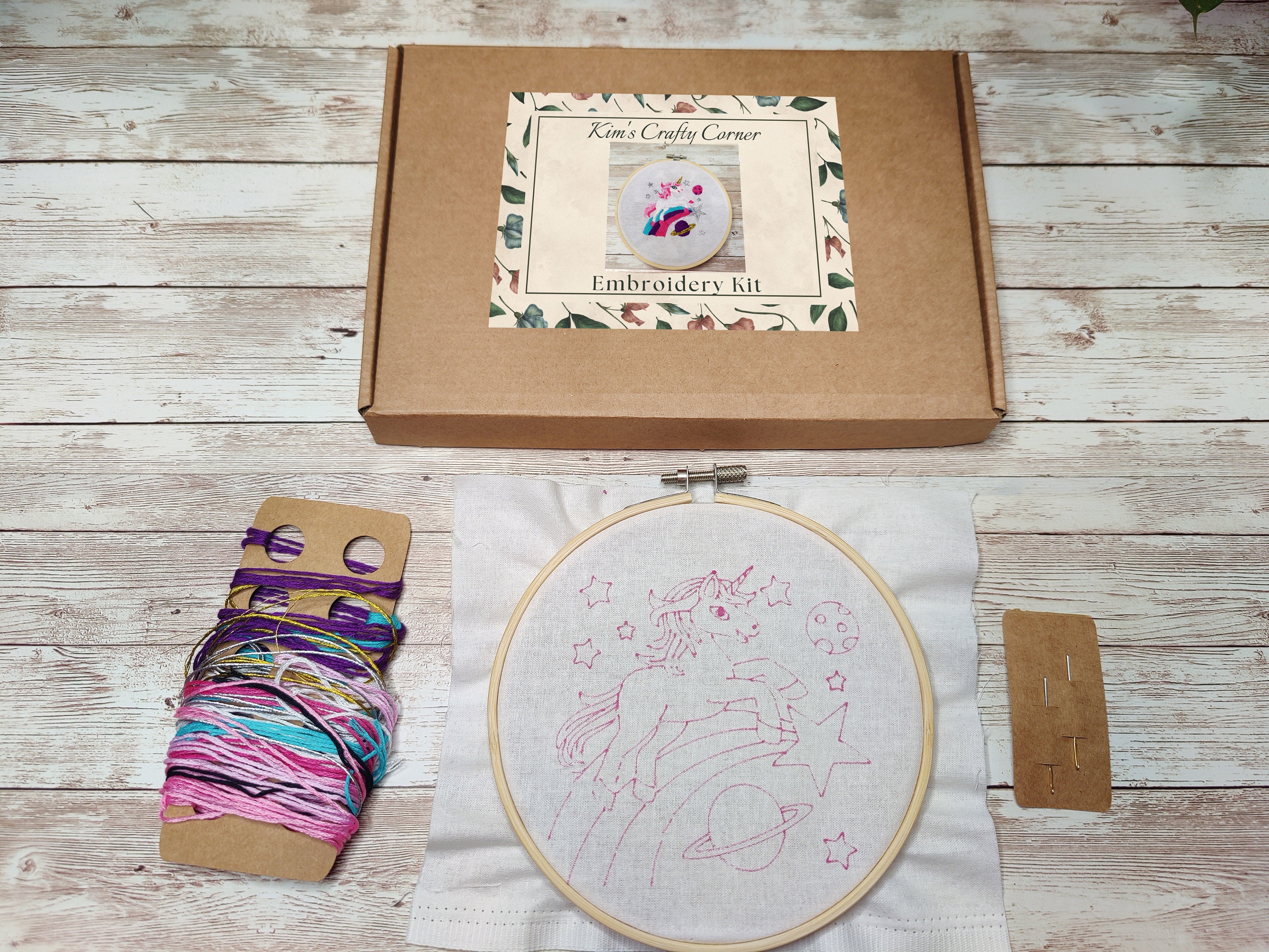 Embroidery Kit for Beginners, Pre Printed Embroidery Kit for Adults and Kids,  6 Hoop Floral Woman Hand Embroidery Kits UK, Craft Gift 