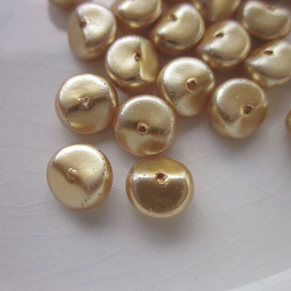 27 Vintage Metallic Gold-Coated Plastic Beads, 7mm x 4mm