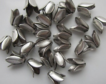 24 Antiqued Silver over Brass Flower Bead Caps, 8mm