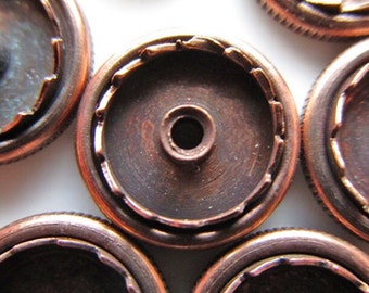 24 Copper-coated Brass Machine Findings with Notched Edge, 9.5mm Round