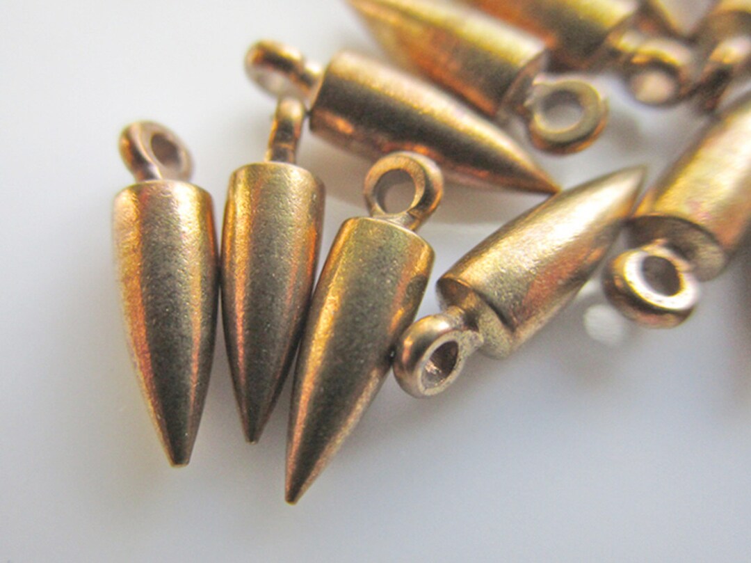 24 Solid Brass Pointed Bullet Drops With Top Ring, 11mm X 3mm - Etsy