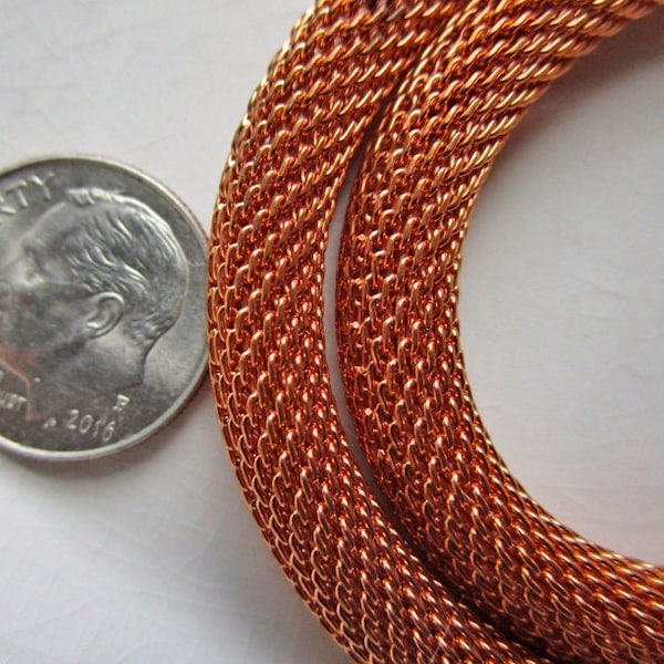 Copper-Colored Brass Mesh Snake Chain, 7mm Wide x 16.25" Long with End Fasteners