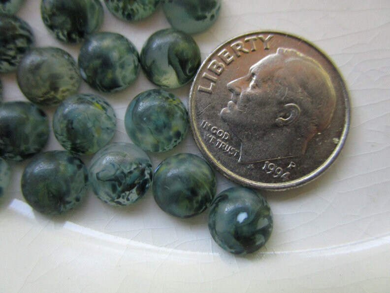 24 Vintage Faux Moss Agate Glass Cabochons 7mm Round | Etsy