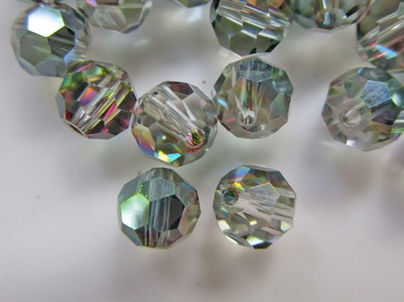 24 Faceted Crystal Beads with Mystic Rainbow Finish 7mm Round