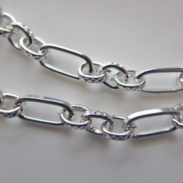 Silver-plated Iron Figaro Chain Necklace with Lobster Clasp, 5mm x 30" with 3" Extension