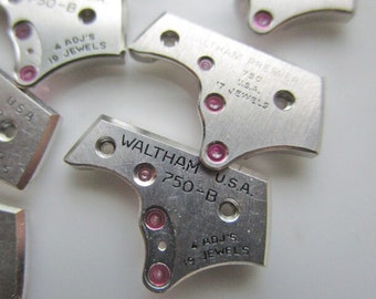 25 Vintage Waltham Brand Rhodium-plated Brass Watch Parts, 14mm x 8mm