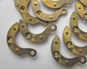 18 Raw Brass Boomerang-Shaped Vintage Watch Parts, 15mm x 7mm