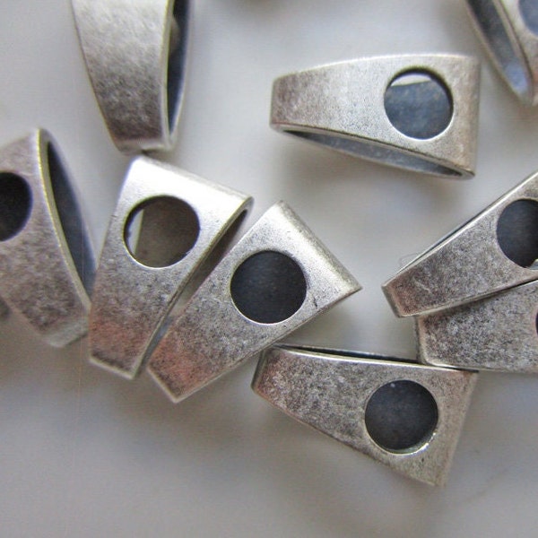 10 Oxidized Silver Machined Bails, 12mm x 7mm Triangular Wedge