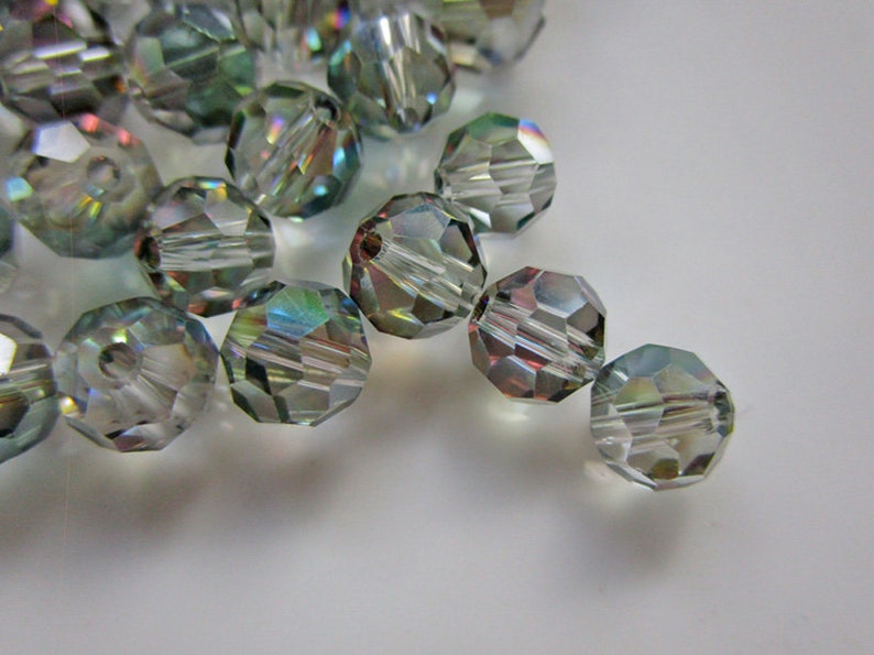 24 Faceted Crystal Beads with Mystic Rainbow Finish 7mm Round