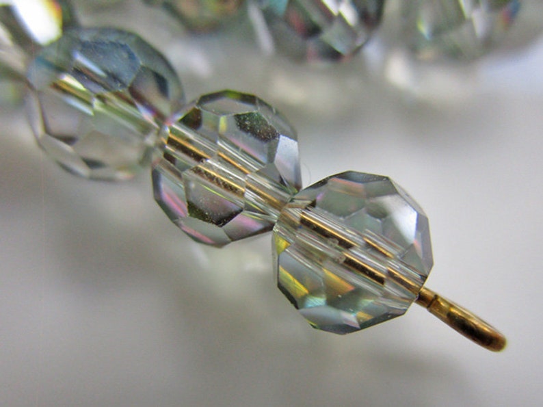 24 Faceted Crystal Beads with Mystic Rainbow Finish 7mm Round