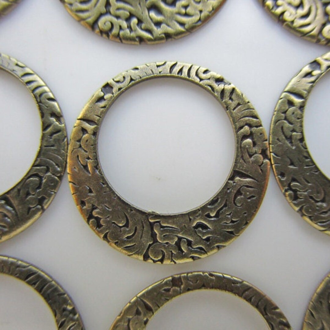 18 Antiqued Gold Brass Stampings With Offcenter Opening 15mm Etsy