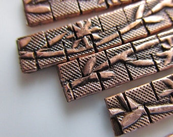 10 Pieces Vintage Antiqued Copper over Brass Gallery Wire with Floral Design, 4.5mm x 1.875 inches
