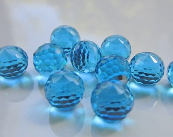 12 Vintage Capri Blue Swarovski Crystal Fireball #4869 Cabochons, 6mm