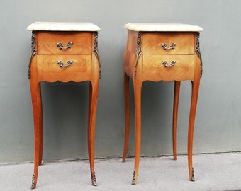 Nightstands PAIR Accent Cabinets Vintage Wood Bedside Tables Unique Retro Style PAINT to ORDER Poppy Cottage Painted Furniture