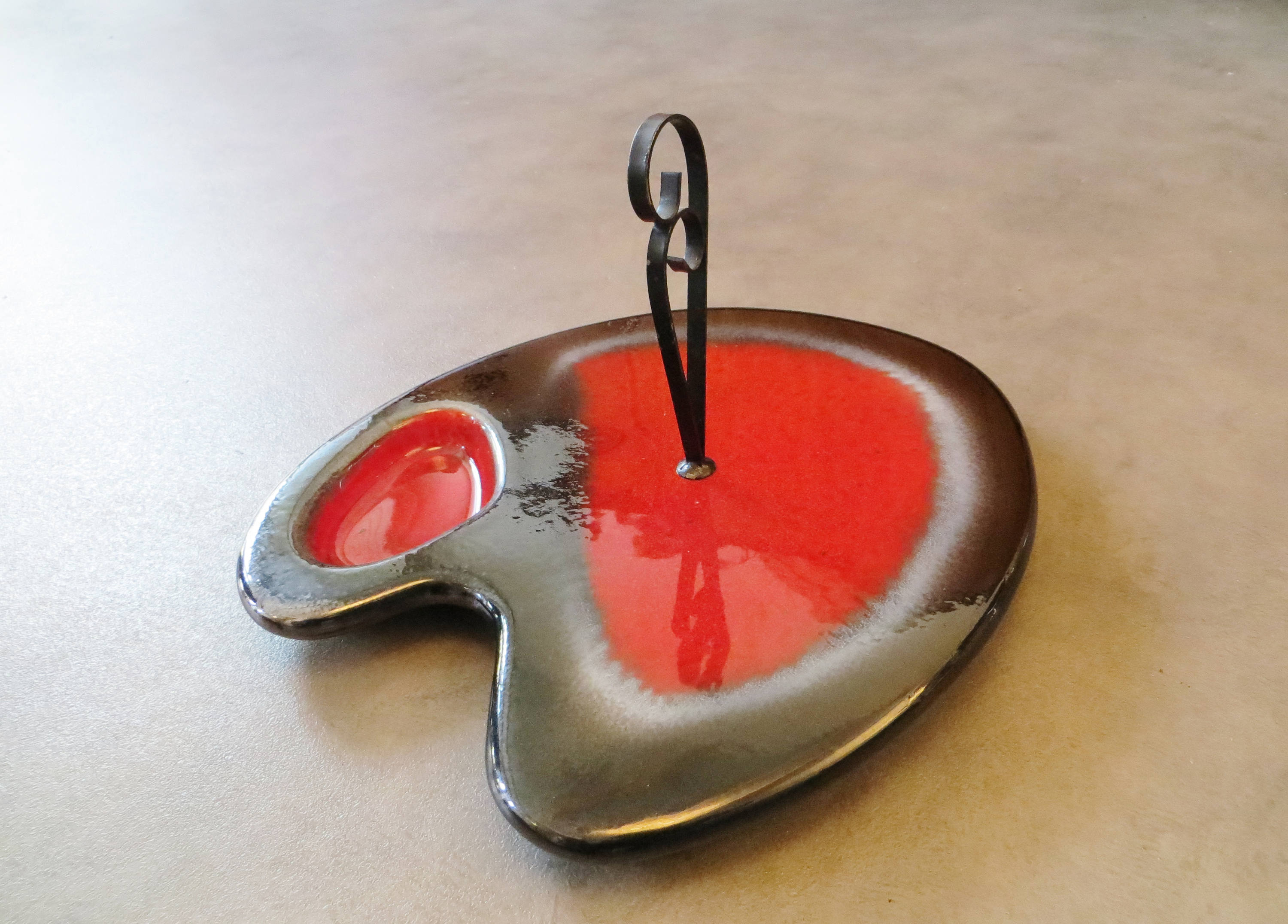 Plat à Fromage en Céramique Années 50 Vintage