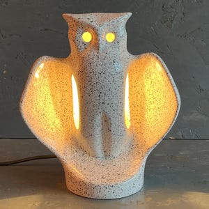 French 1980 ceramic owl lamp