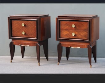 Pair of french 1940 Art Deco side tables or nightstands