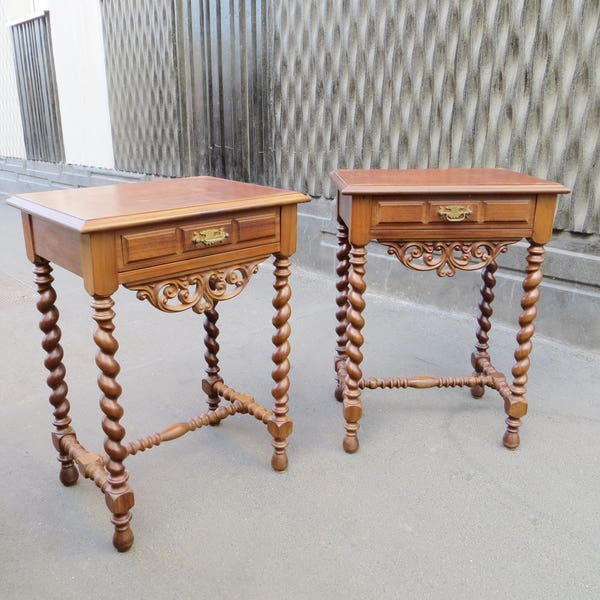 Pair of french Louis XIII style side tables