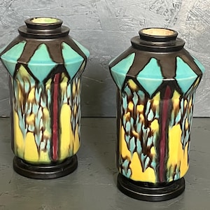 Paar Art Deco Vasen 1930 signiert Henri Delcourt