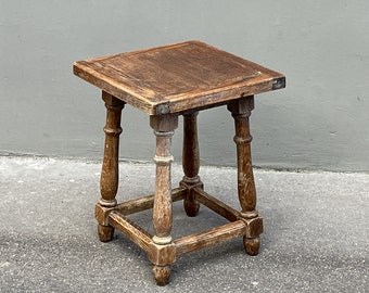 French antique oak stool / side table