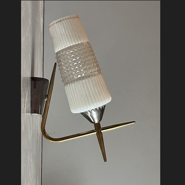 French brass and glass 1960 sconce