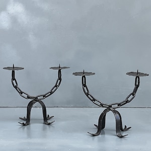 Pair of french brutalist candlesticks