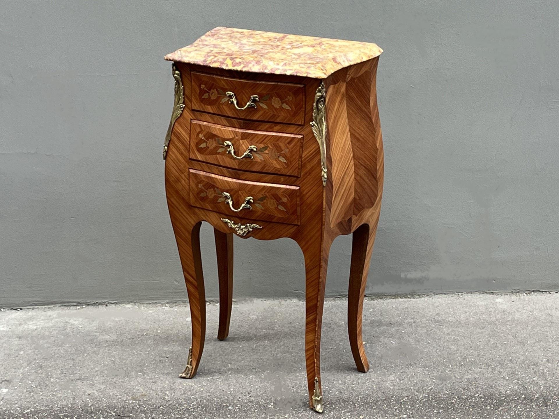 French Louis XV Style Large Rosewood Side Table Nightstand