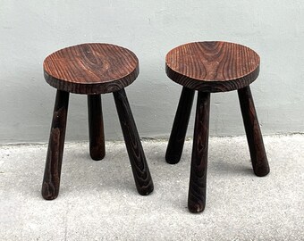 Pair of french 1970 brutalist stools