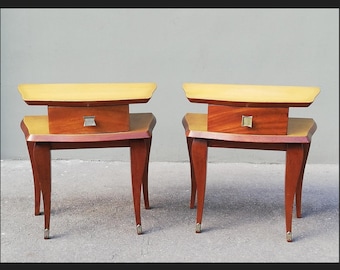 Pair of french mid-century side tables / nightstands