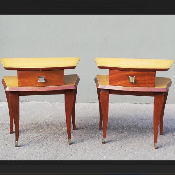 Pair of french mid-century side tables / nightstands
