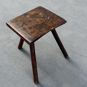 French vintage brutalist tripod stool
