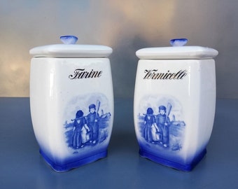 Set of two french vintage porcelain jars
