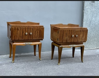 Pair of large french 1930 Art Deco side tables or nightstands