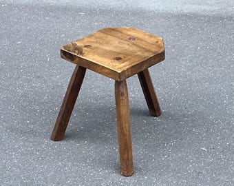 French vintage brutalist tripod stool