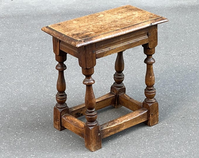 French Antique Oak Stool / Side Table - Etsy