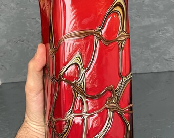 70 年代の吹きガラスと編みガラスの花瓶 - Etsy 日本