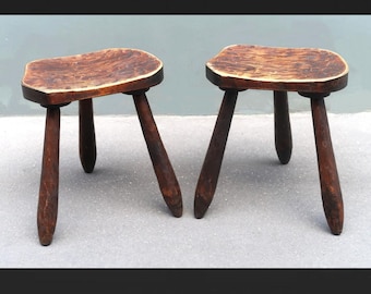 Par de taburetes vintage de estilo brutalista