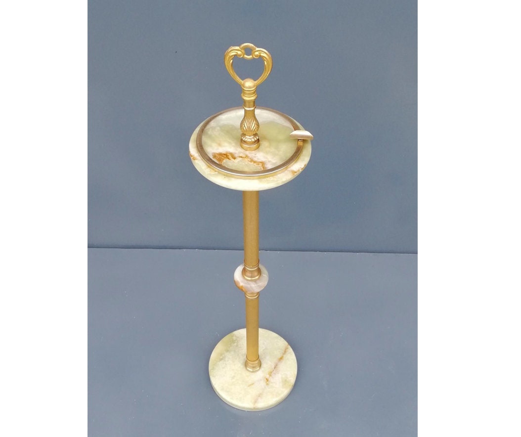 Cendrier Années 60 Vintage en Laiton et Marbre