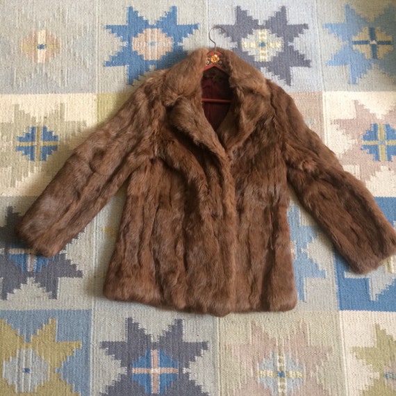1970S seventies rabbit fur vintage coat real fur R