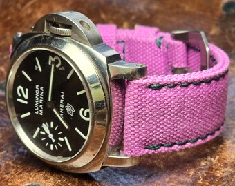 Correa de lona rosa para Panerai Rolex Omega .......