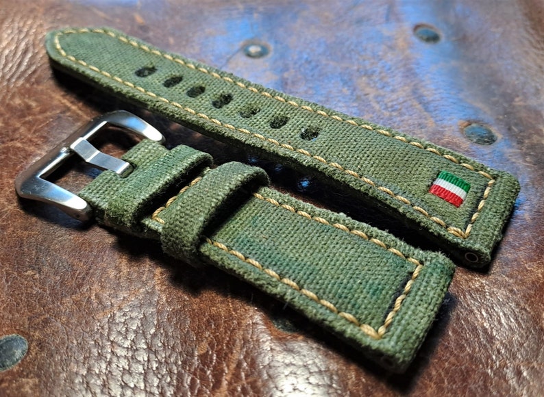 Green canvas strap custom made for panerai zdjęcie 6