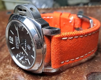 Bracelet en toile orange fait sur mesure pour Panerai, Rolex, Omega .....