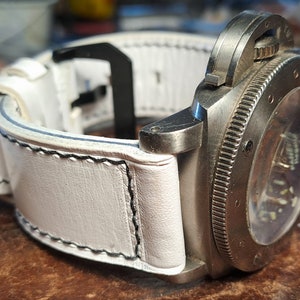 white Leather strap  custom made for panerai