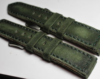 green canvas strap  custom made for panerai rolex omega