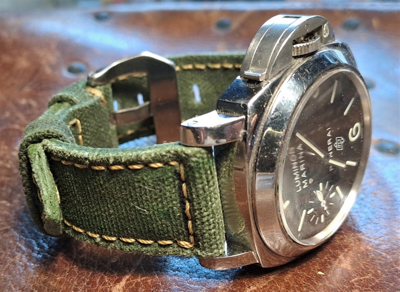 Green canvas strap custom made for panerai zdjęcie 3