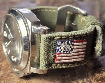 canvas strap with US flag  125/75 length and 24/24  width for pam