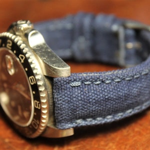 CUSTOM MADE correa de lona azul marino para reloj rolex, omega, tudor