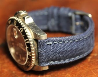 CUSTOM MADE correa de lona azul marinho para reloj rolex, omega, tudor